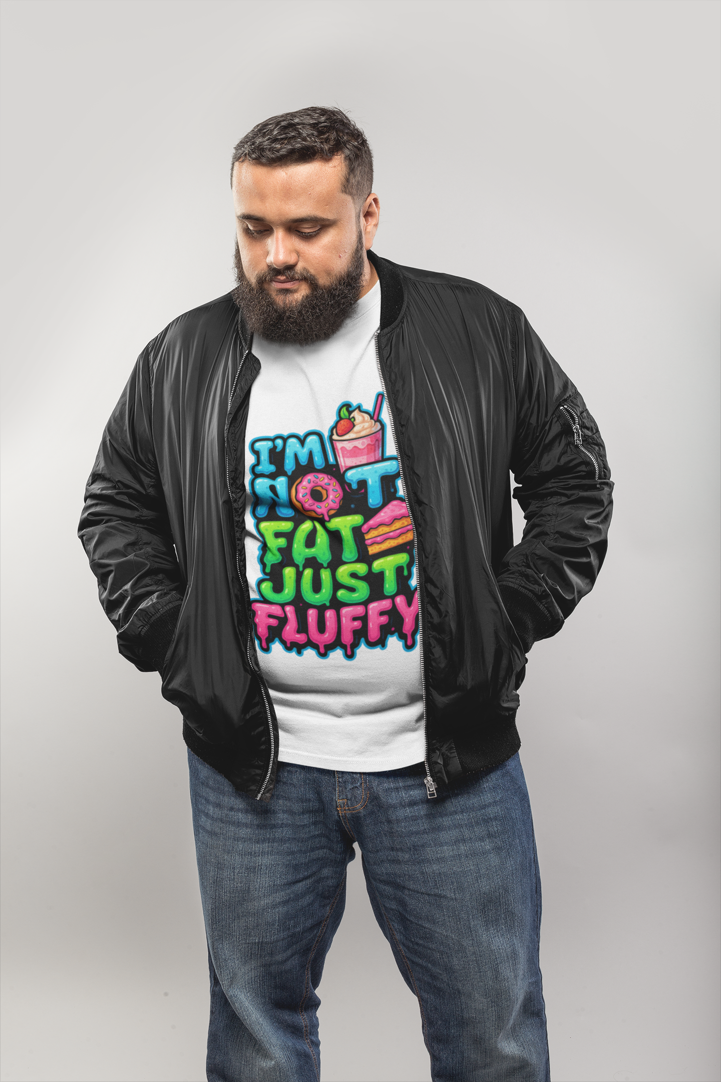 “I’m Not Fat, Just Fluffy” Men’s Heavy Oversized T-Shirt