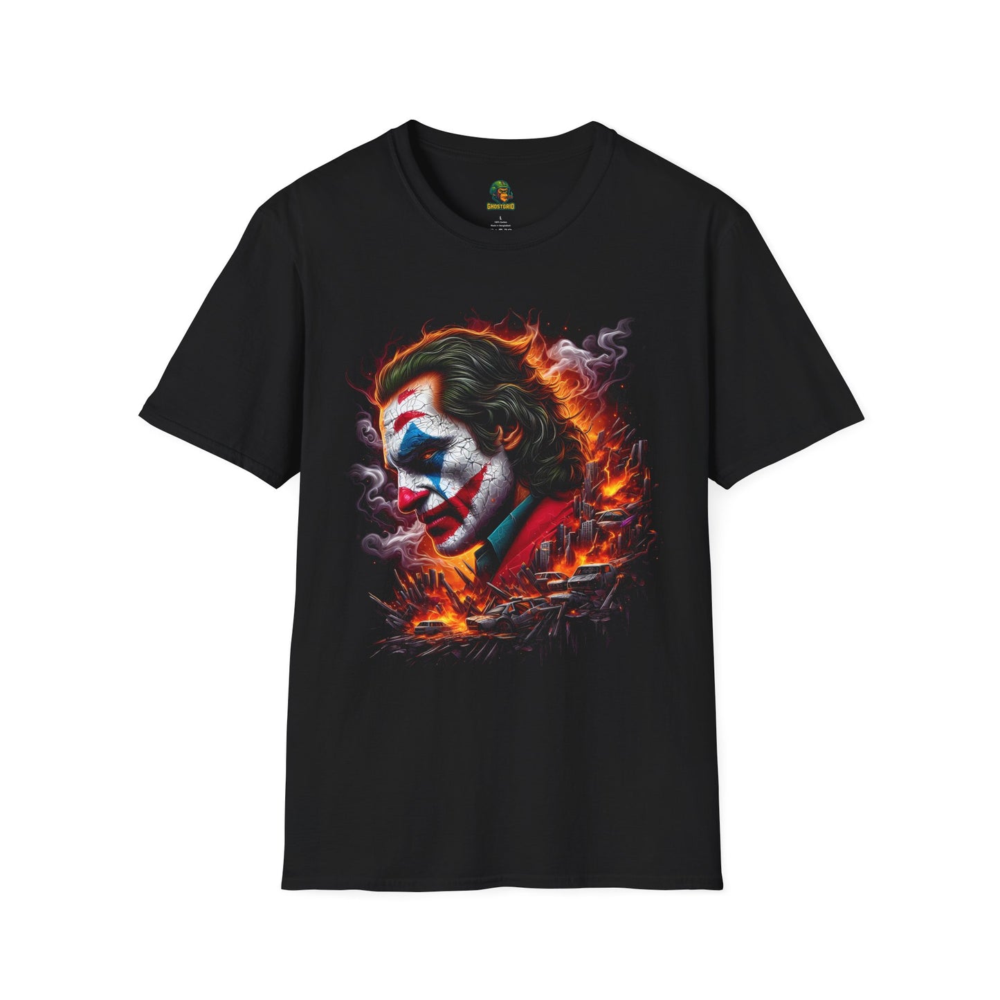 Artistic Joker Inspired Unisex Softstyle T-Shirt, Graphic Tee, Casual Wear, Gifts for Fans, Movie Merch, Unique Art Apparel
