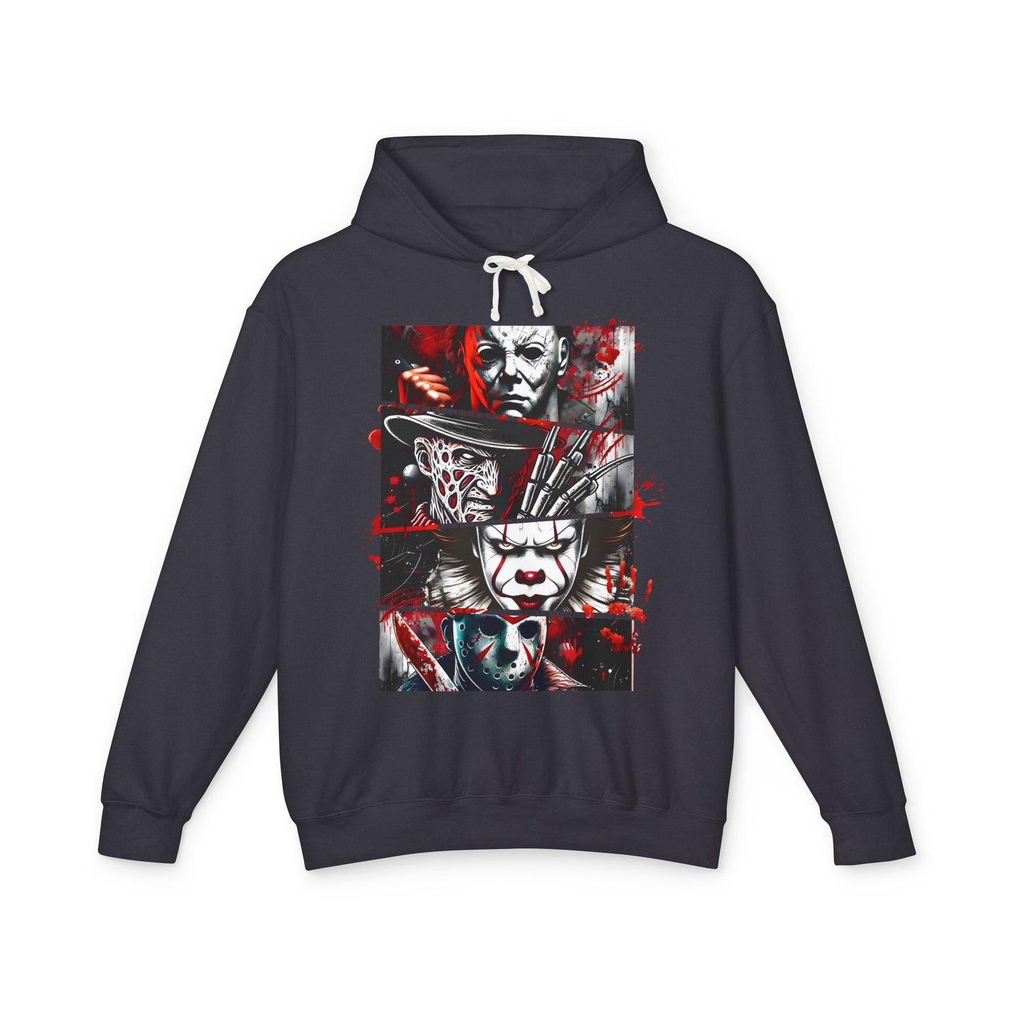 Slasher Legends" Unisex Lightweight Hooded Sweatshirt – Horror Icons Edition (NO POCKETS)