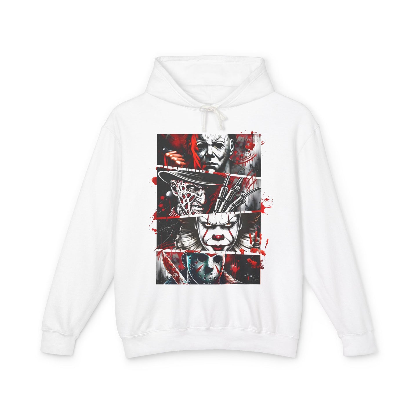 Slasher Legends" Unisex Lightweight Hooded Sweatshirt – Horror Icons Edition (NO POCKETS)