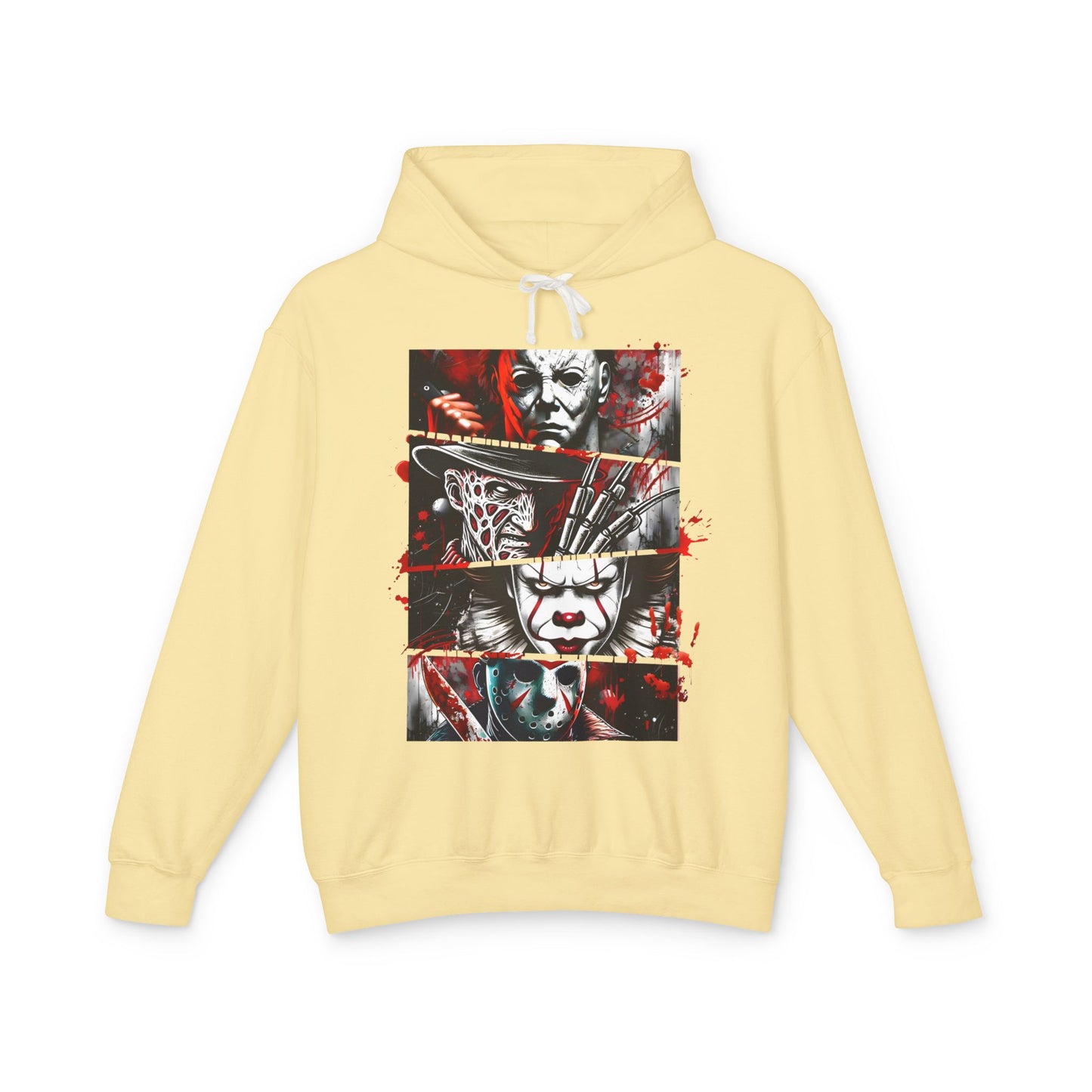 Slasher Legends" Unisex Lightweight Hooded Sweatshirt – Horror Icons Edition (NO POCKETS)