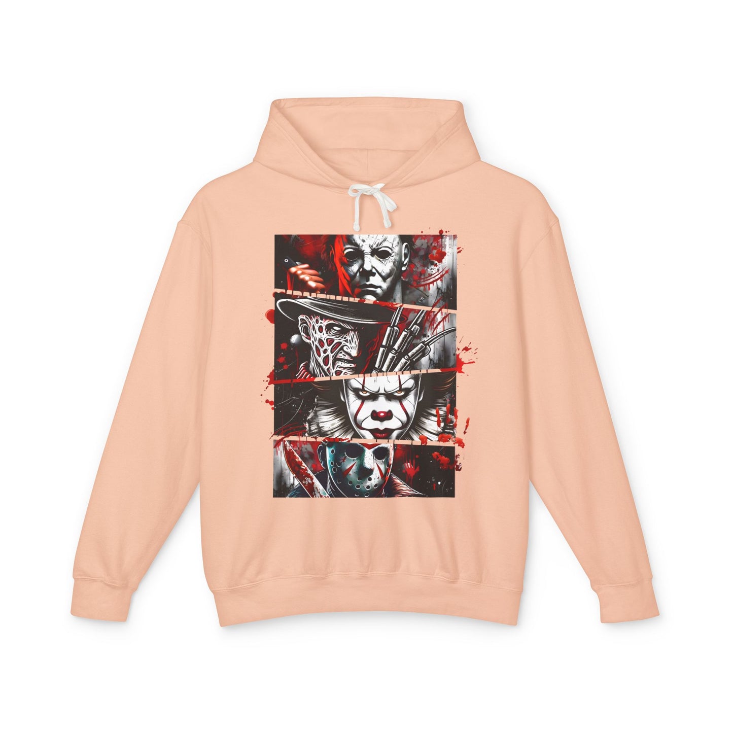 Slasher Legends" Unisex Lightweight Hooded Sweatshirt – Horror Icons Edition (NO POCKETS)
