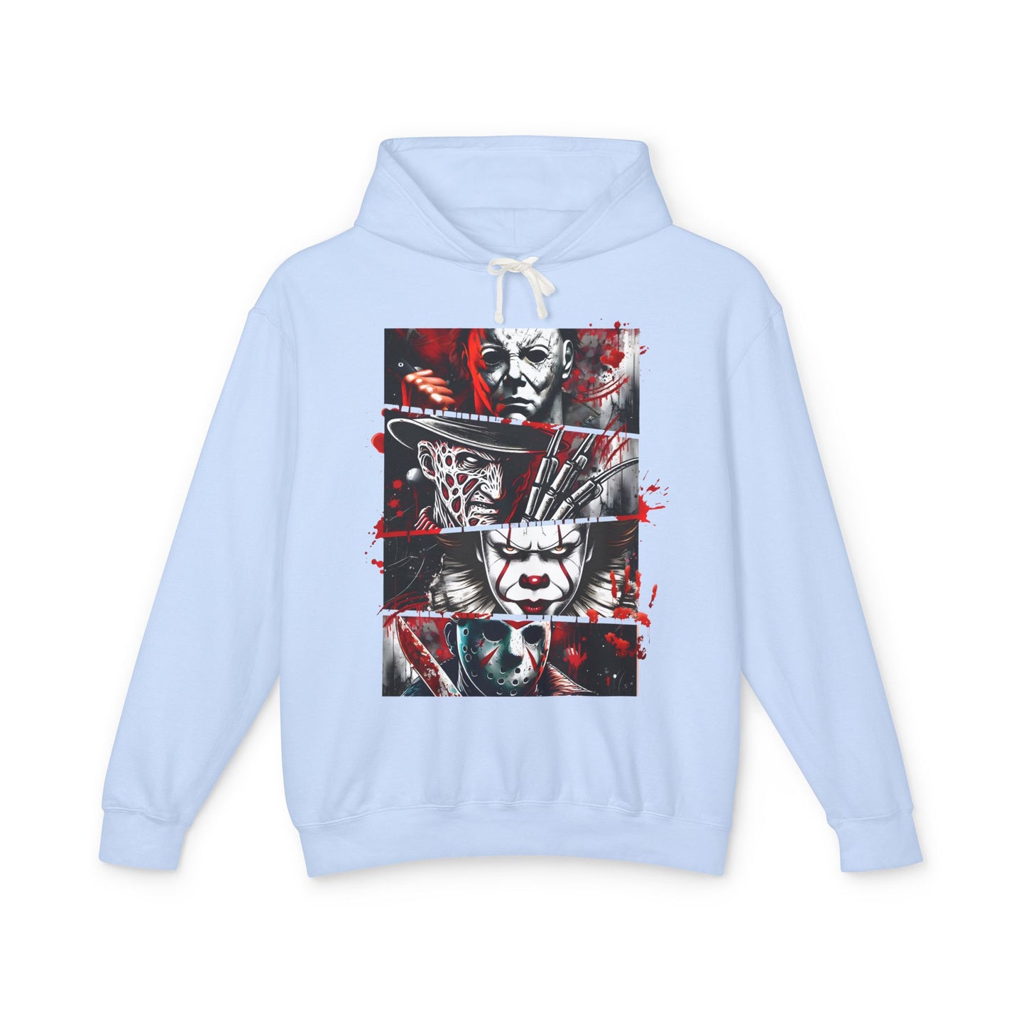 Slasher Legends" Unisex Lightweight Hooded Sweatshirt – Horror Icons Edition (NO POCKETS)