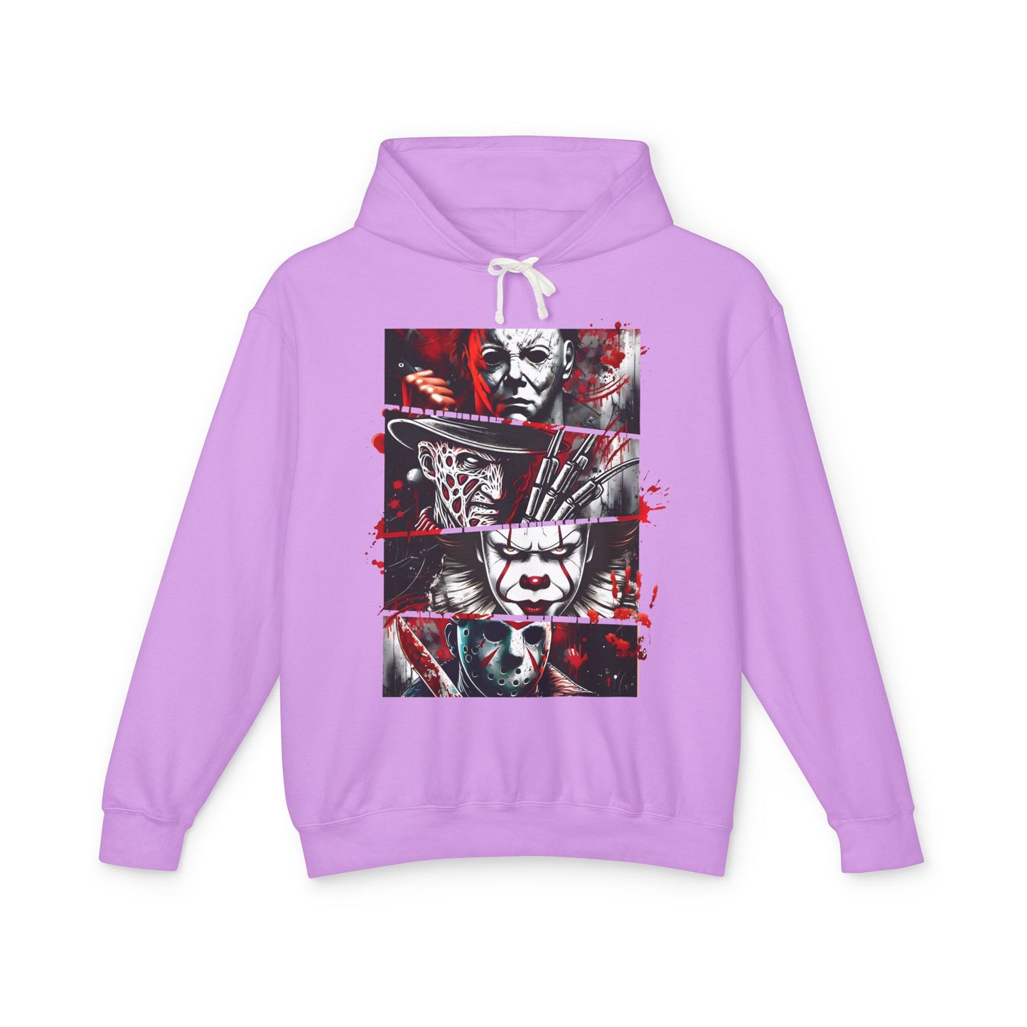 Slasher Legends" Unisex Lightweight Hooded Sweatshirt – Horror Icons Edition (NO POCKETS)