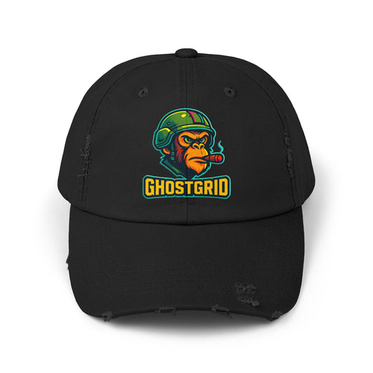 Ghostgrid Unisex Distressed Cap, Casual Cap for Sports, Unique Gift, Trendy Headwear, Fashion Accessory, Everyday Use