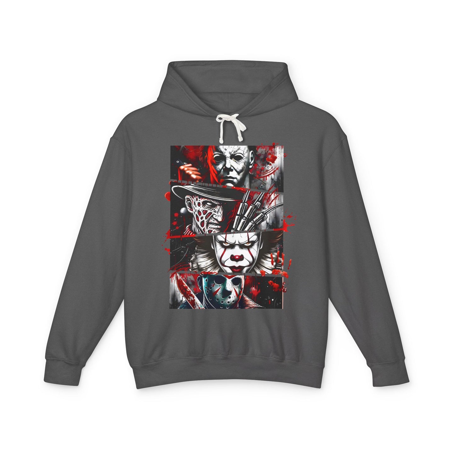 Slasher Legends" Unisex Lightweight Hooded Sweatshirt – Horror Icons Edition (NO POCKETS)