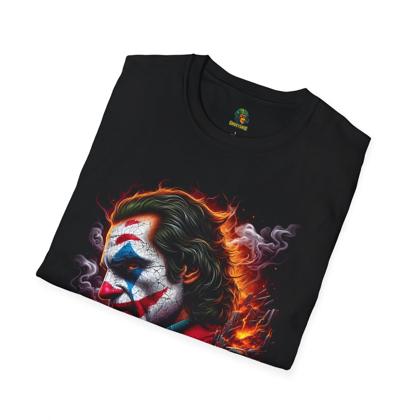 Artistic Joker Inspired Unisex Softstyle T-Shirt, Graphic Tee, Casual Wear, Gifts for Fans, Movie Merch, Unique Art Apparel