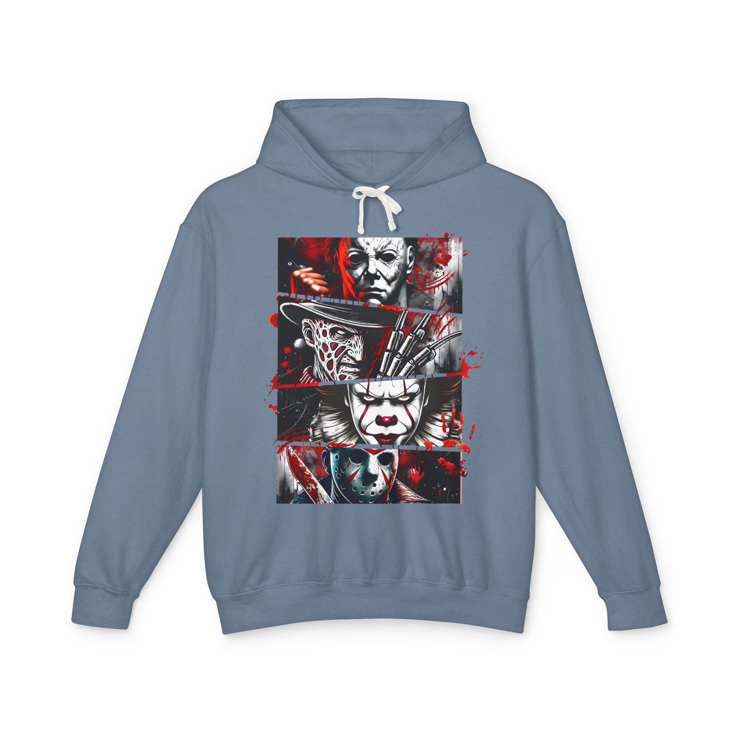 Slasher Legends" Unisex Lightweight Hooded Sweatshirt – Horror Icons Edition (NO POCKETS)