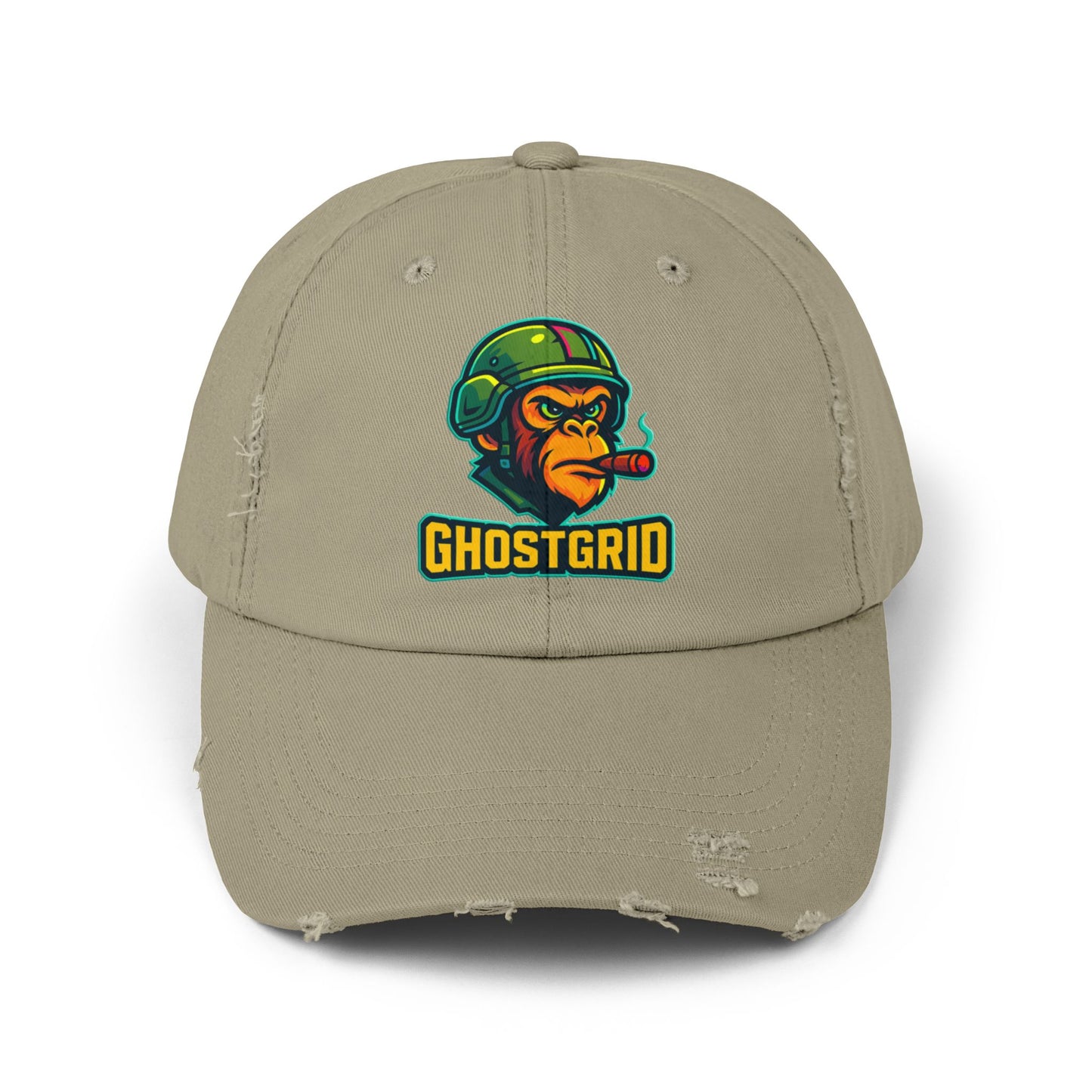 Ghostgrid Unisex Distressed Cap, Casual Cap for Sports, Unique Gift, Trendy Headwear, Fashion Accessory, Everyday Use