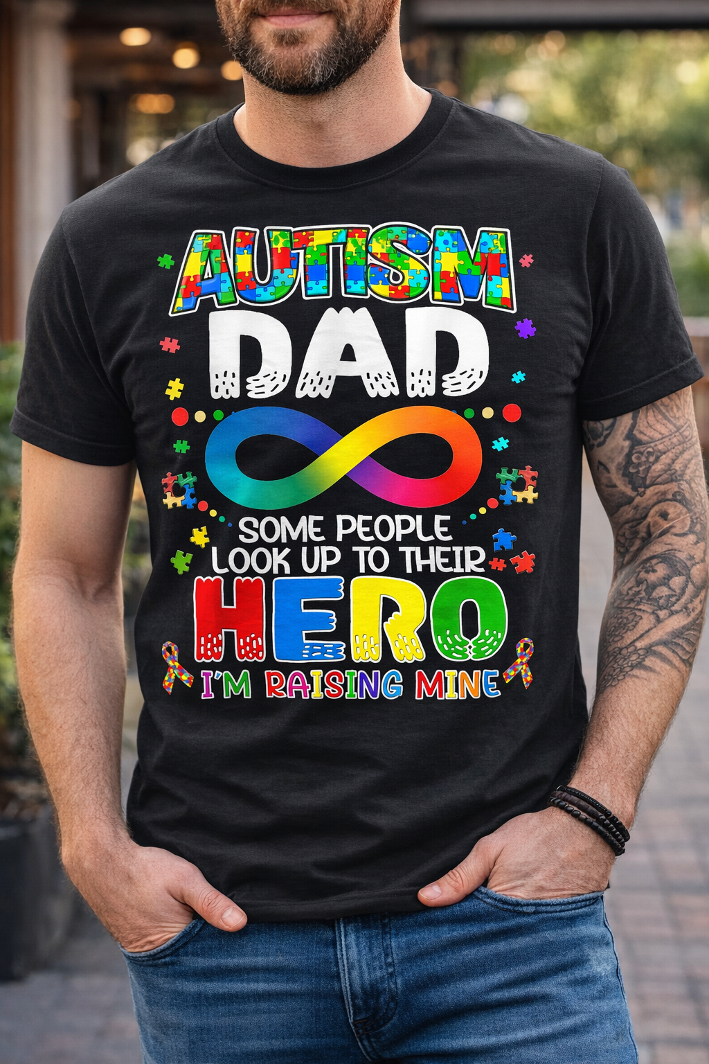 Autism Dad Hero T-Shirt – Puzzle Design Awareness Shirt | Proud Autism Father Tee | Neurodiversity Support Apparel