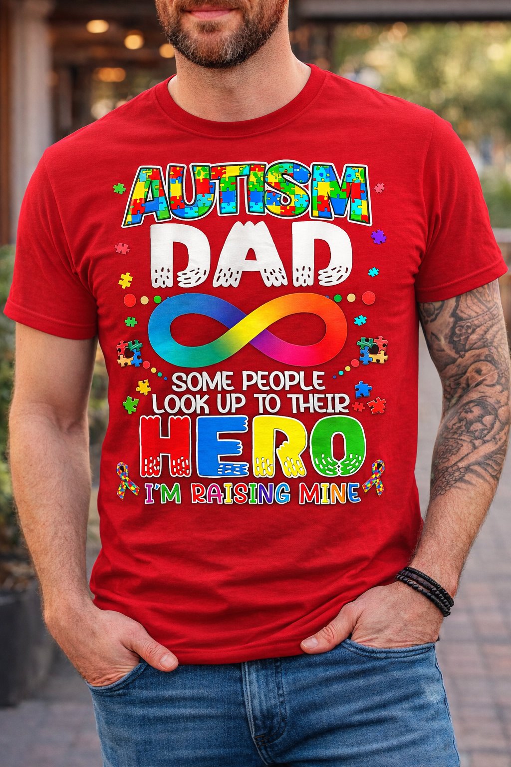 Autism Dad Hero T-Shirt – Puzzle Design Awareness Shirt | Proud Autism Father Tee | Neurodiversity Support Apparel