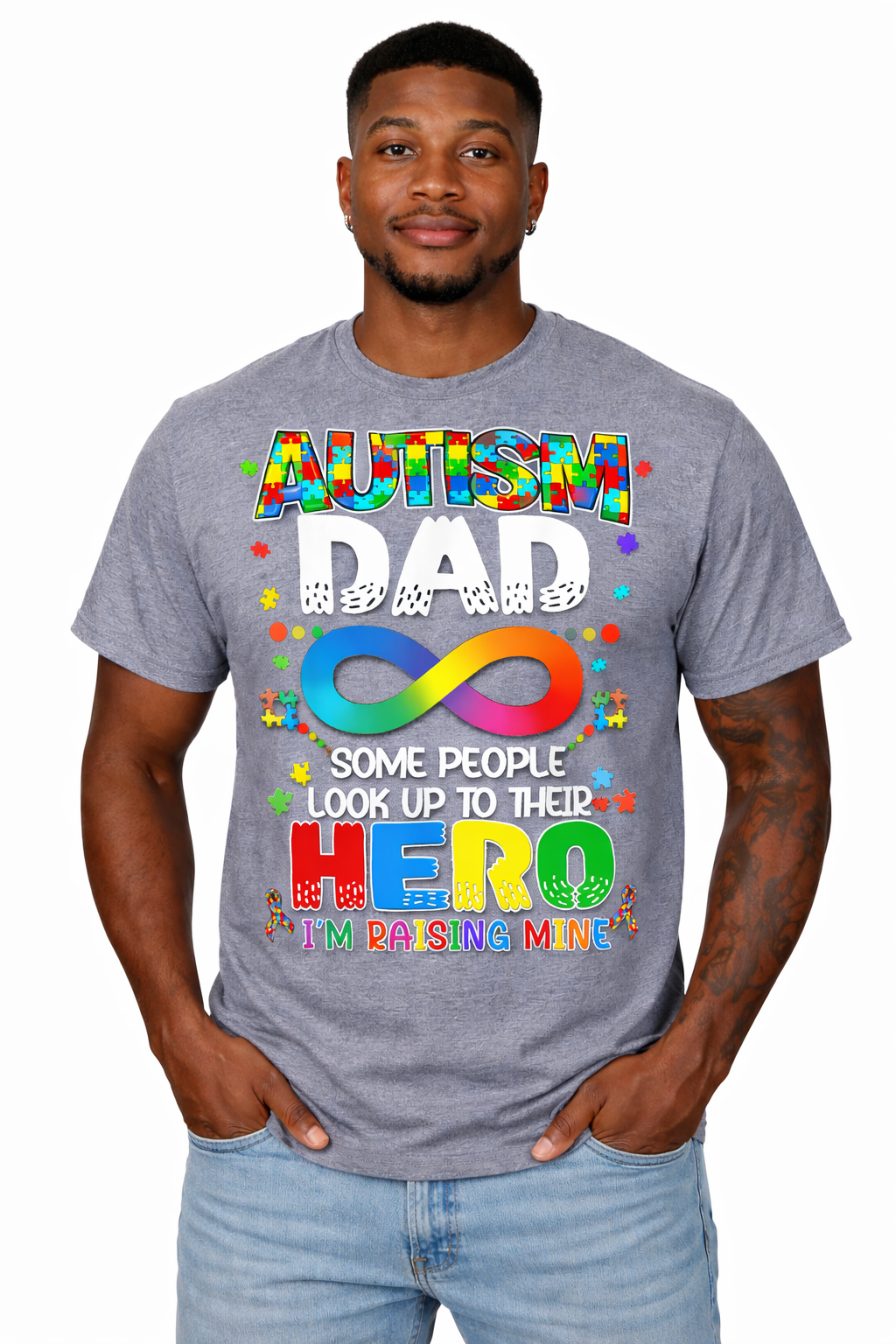 Autism Dad Hero T-Shirt – Puzzle Design Awareness Shirt | Proud Autism Father Tee | Neurodiversity Support Apparel