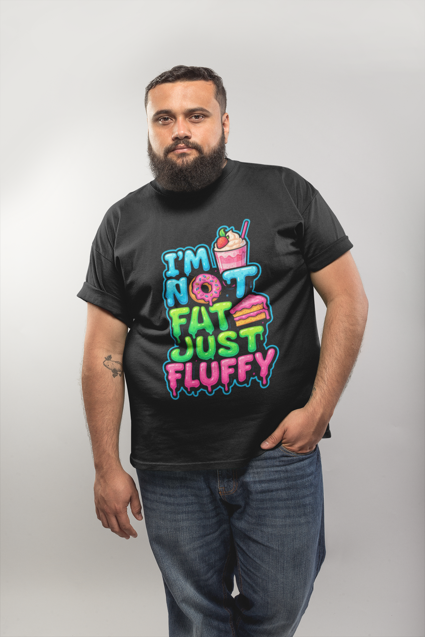 “I’m Not Fat, Just Fluffy” Men’s Heavy Oversized T-Shirt