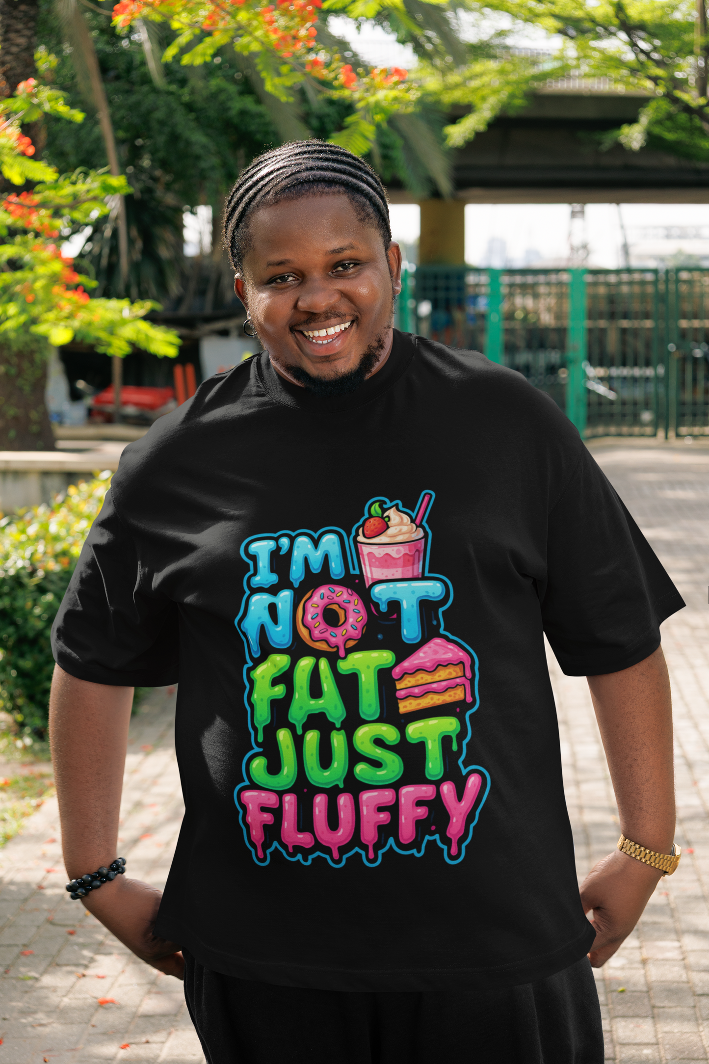 “I’m Not Fat, Just Fluffy” Men’s Heavy Oversized T-Shirt