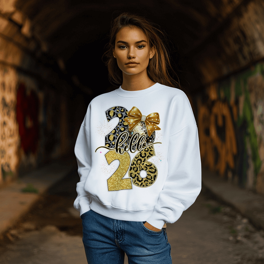 Hello 2026 — Happy New Year Fireworks Premium DTF Heat Transfer (Film Only)