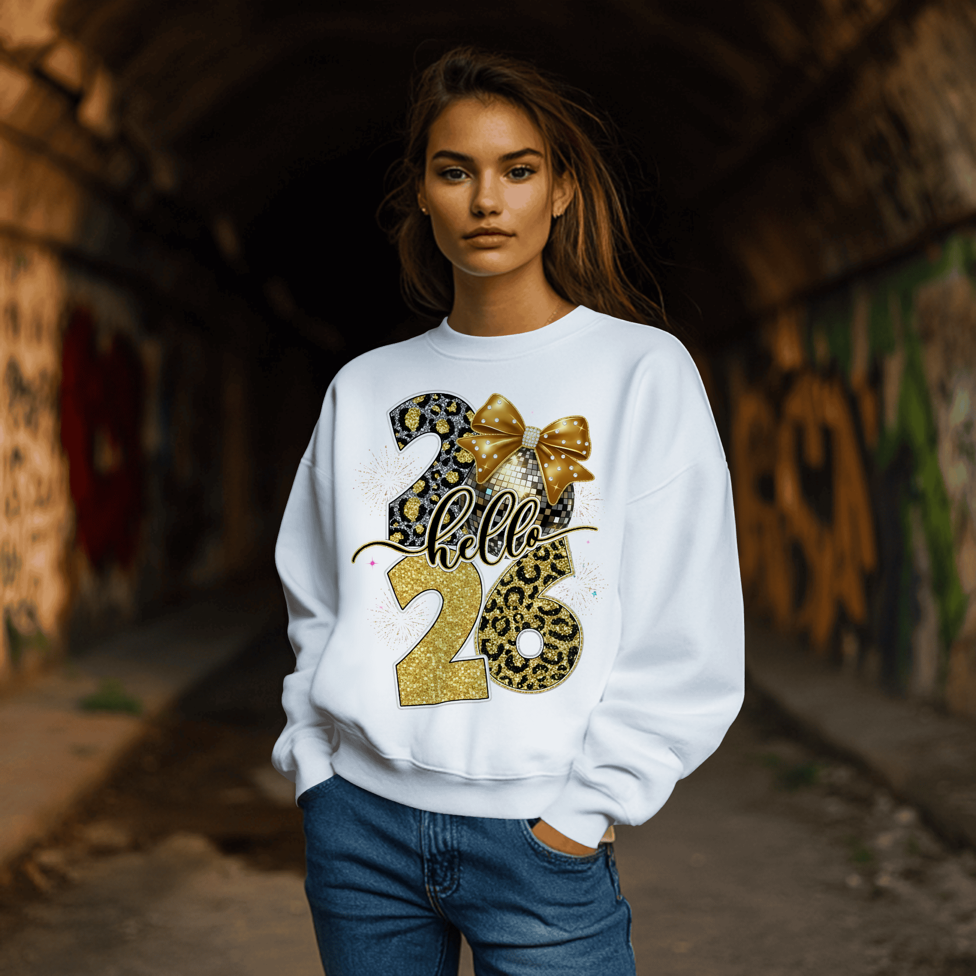 Hello 2026 — Happy New Year Fireworks Premium DTF Heat Transfer (Film Only)