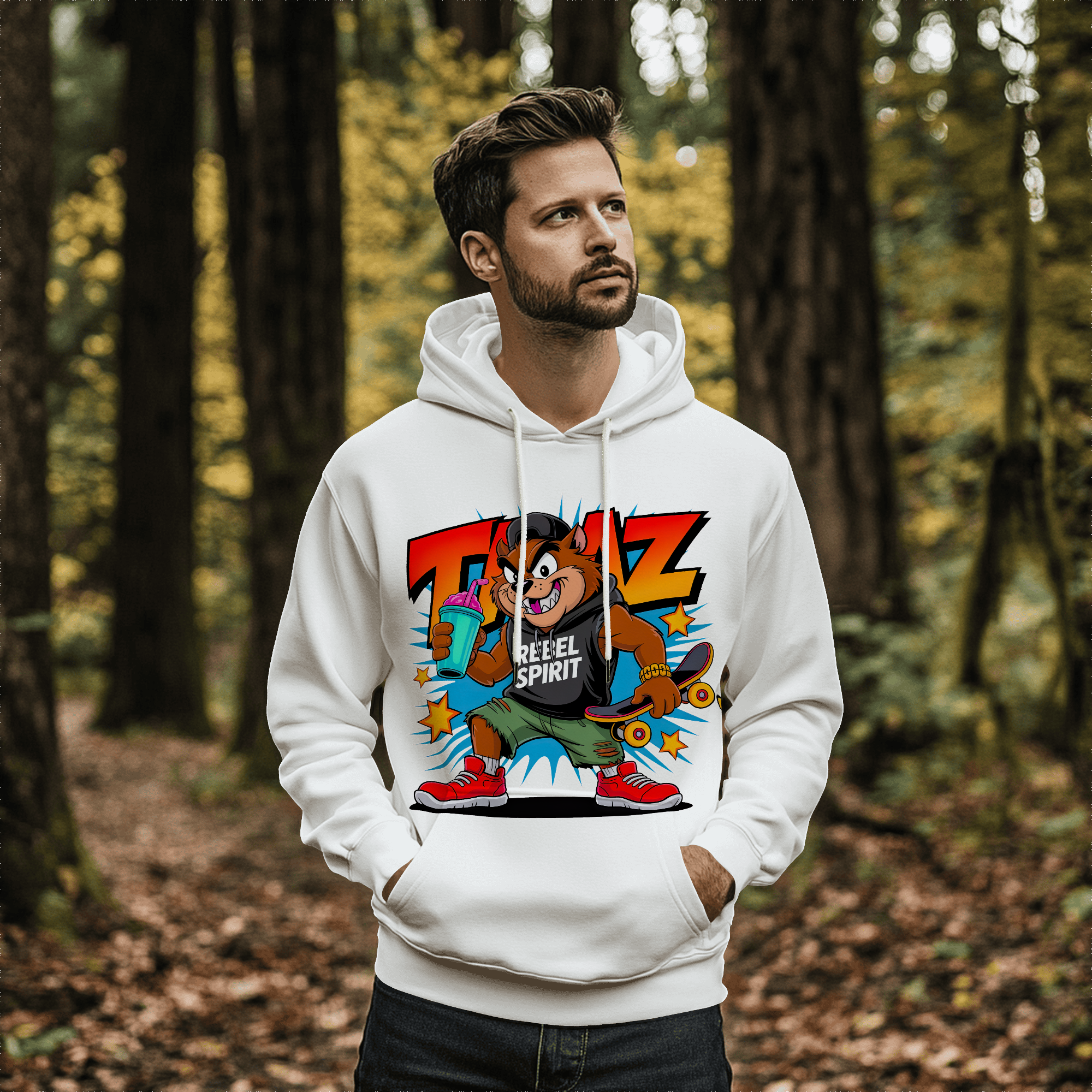 Rebel Spirit Bear — Cartoon Drip Streetwear Premium DTF Heat Transfer (Film Only)