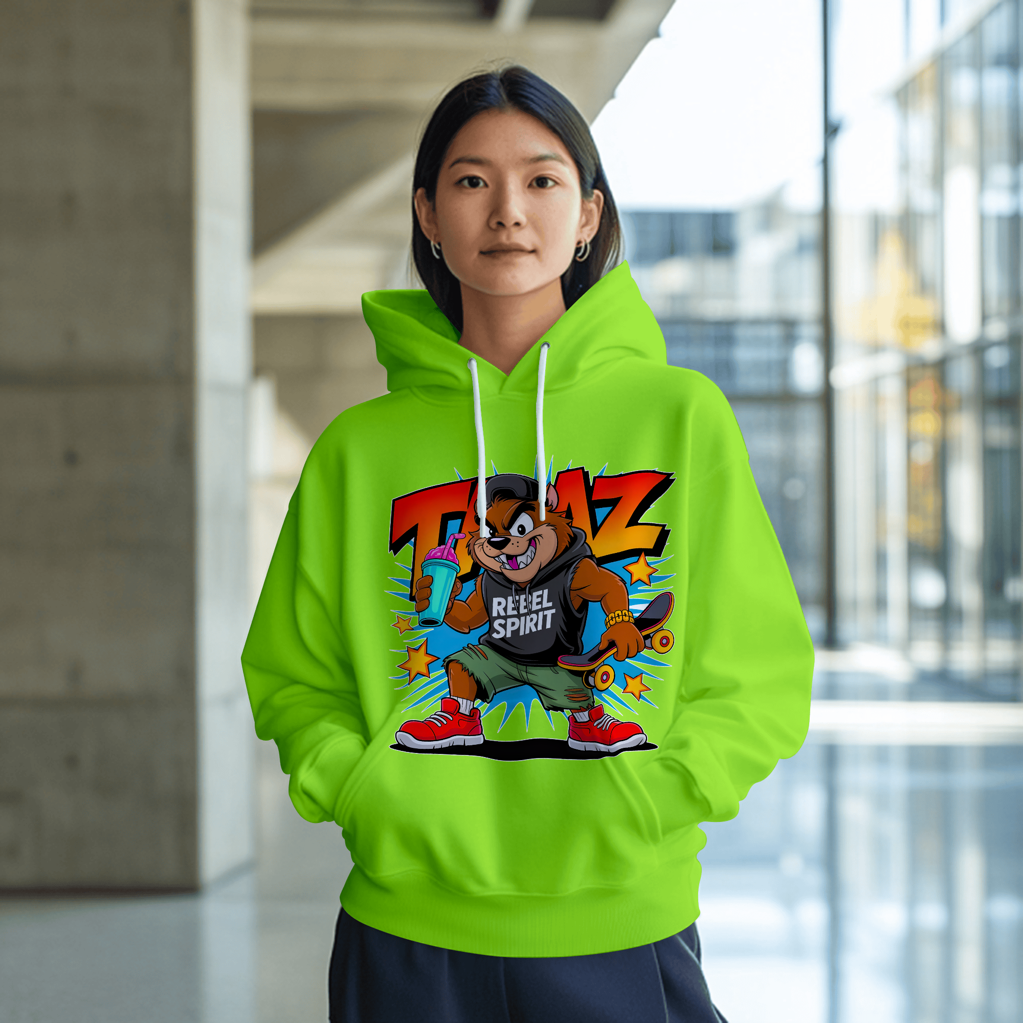 Rebel Spirit Bear — Cartoon Drip Streetwear Premium DTF Heat Transfer (Film Only)