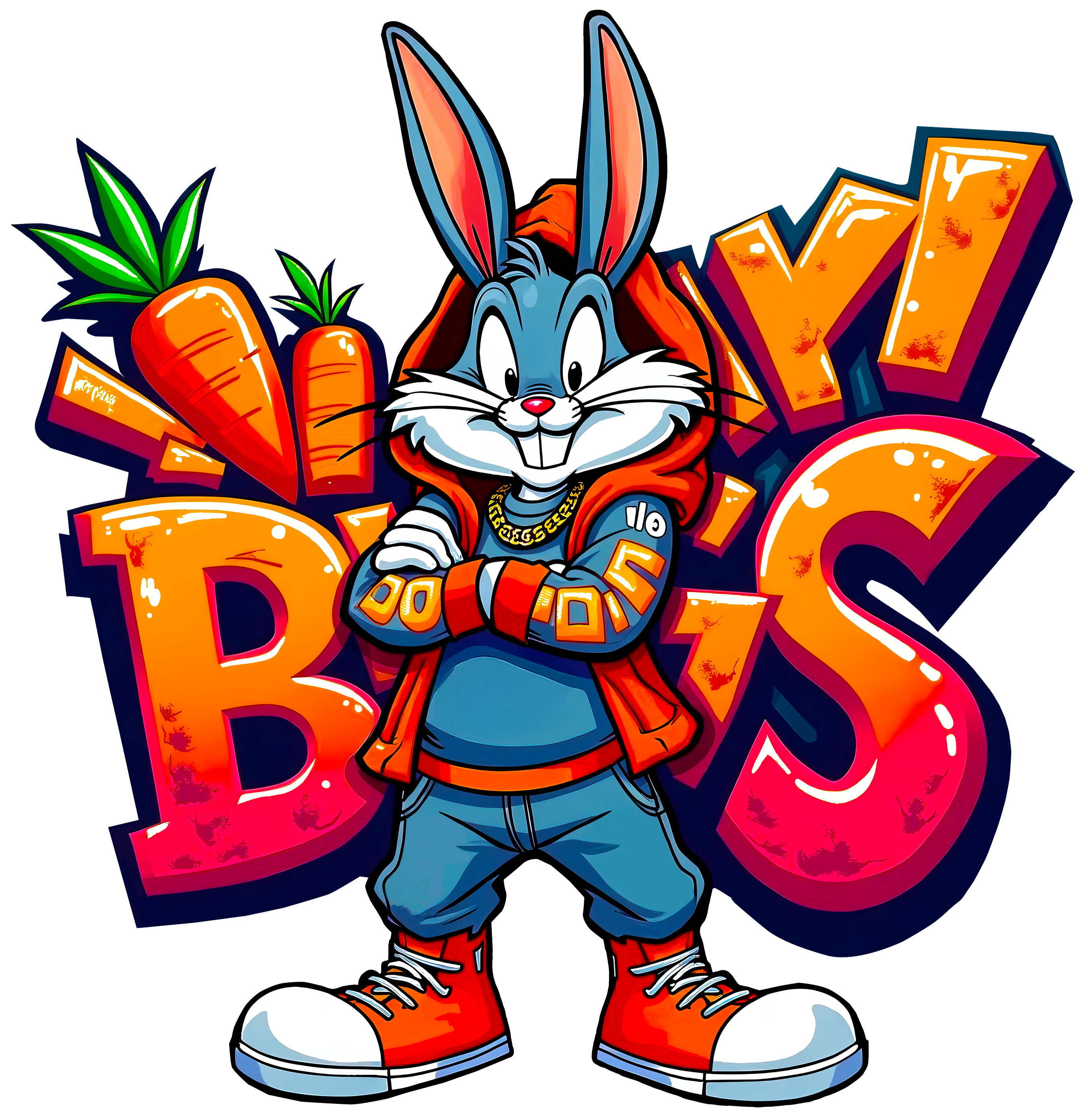 Carrot Boss Bunny — Street Style Premium DTF Heat Transfer (Film Only)