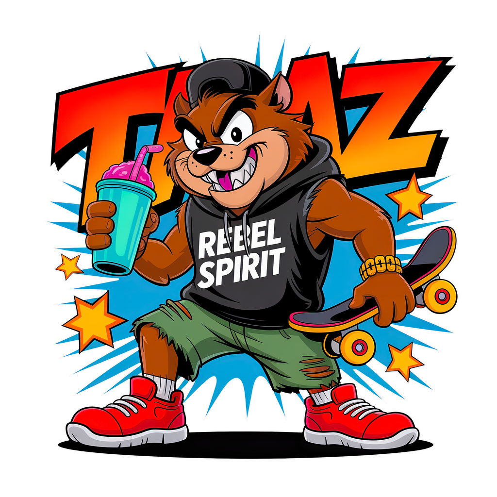 Rebel Spirit Bear — Cartoon Drip Streetwear Premium DTF Heat Transfer (Film Only)