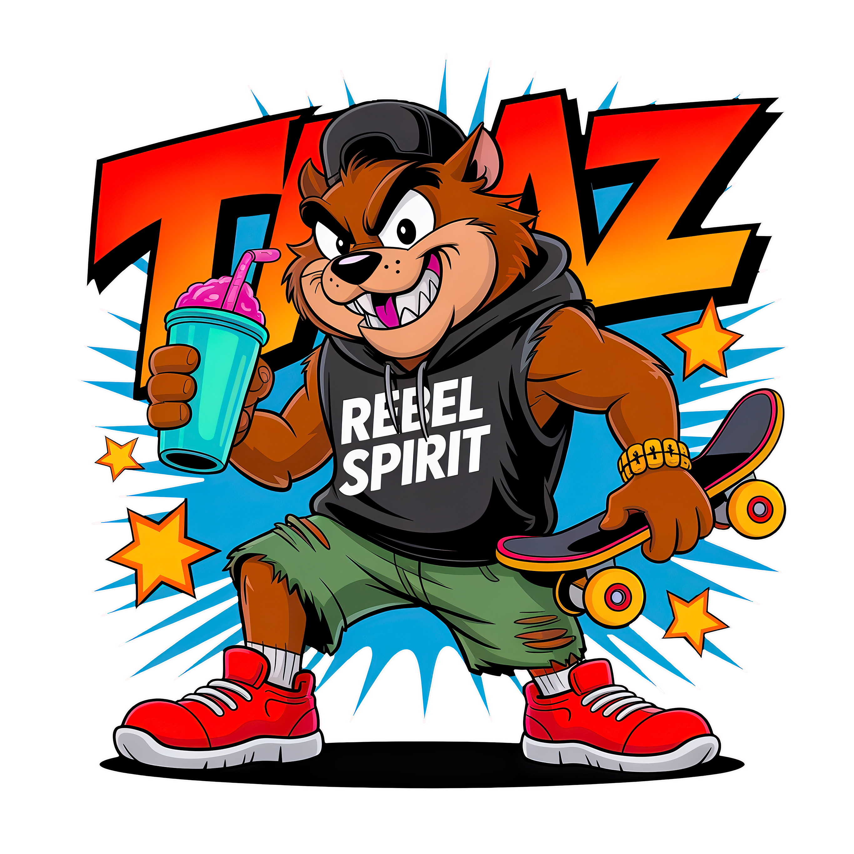 Rebel Spirit Bear — Cartoon Drip Streetwear Premium DTF Heat Transfer (Film Only)